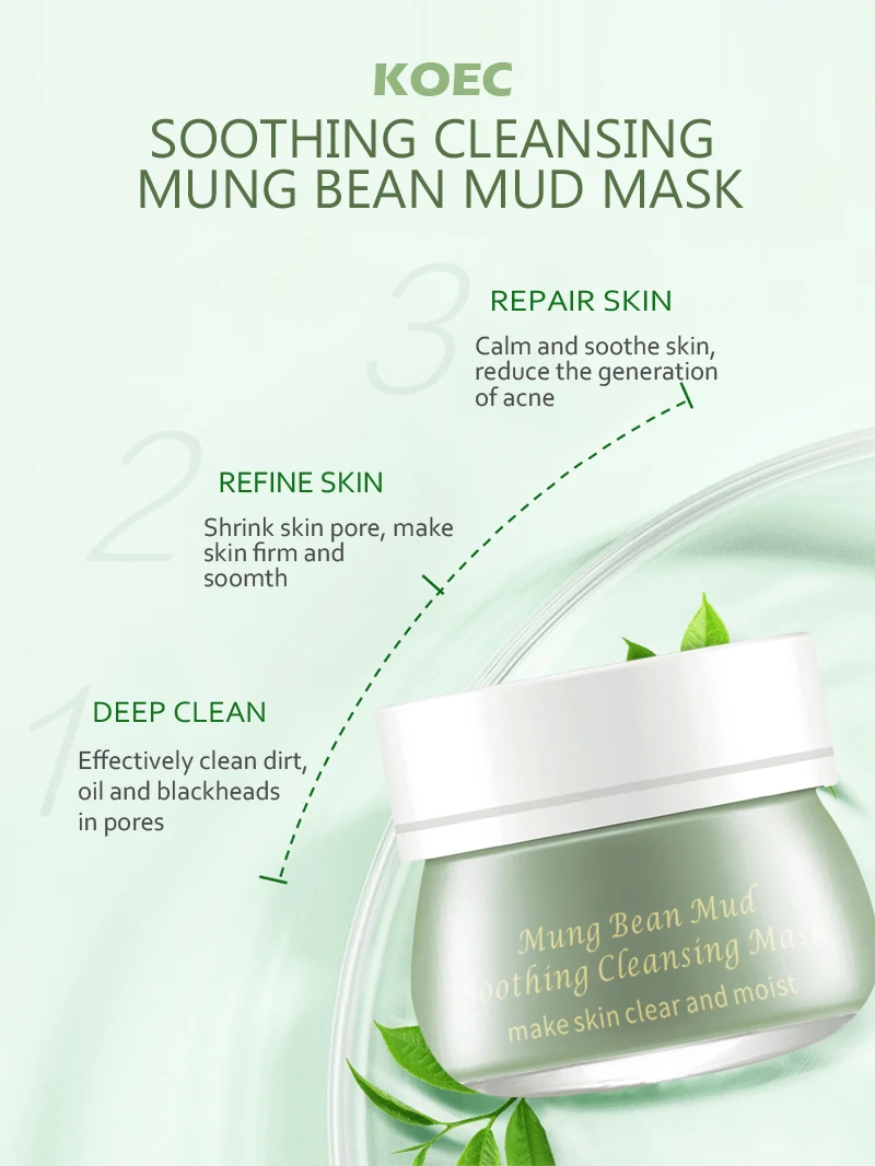 

Soothing Cleansing Mung Bean Mud Face Mask Blackhead Removal Deep Pore Cleansing Skin Balancing Oil Brightening Mud Mask Cream