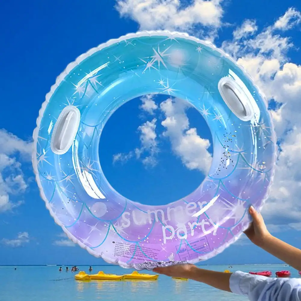 

Adults Float Glitter Starry Sky Pattern Swimming Ring with Handle Strong Buoyancy Inflatable Pool Tube Water Fun Toy for Swim