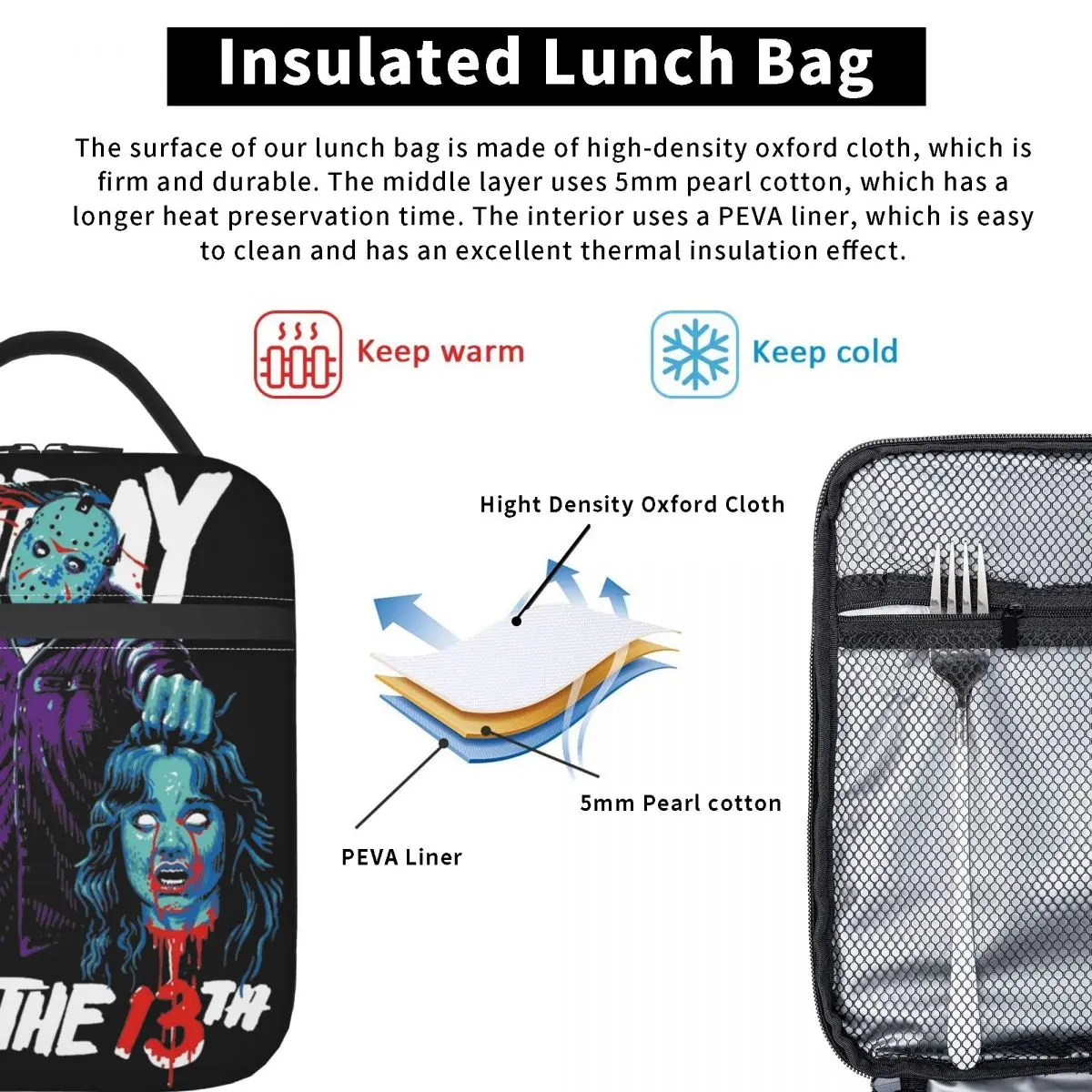 Изолированный Ланч-бокс с изображением фильма на Хэллоуин Пятница 13-го числа