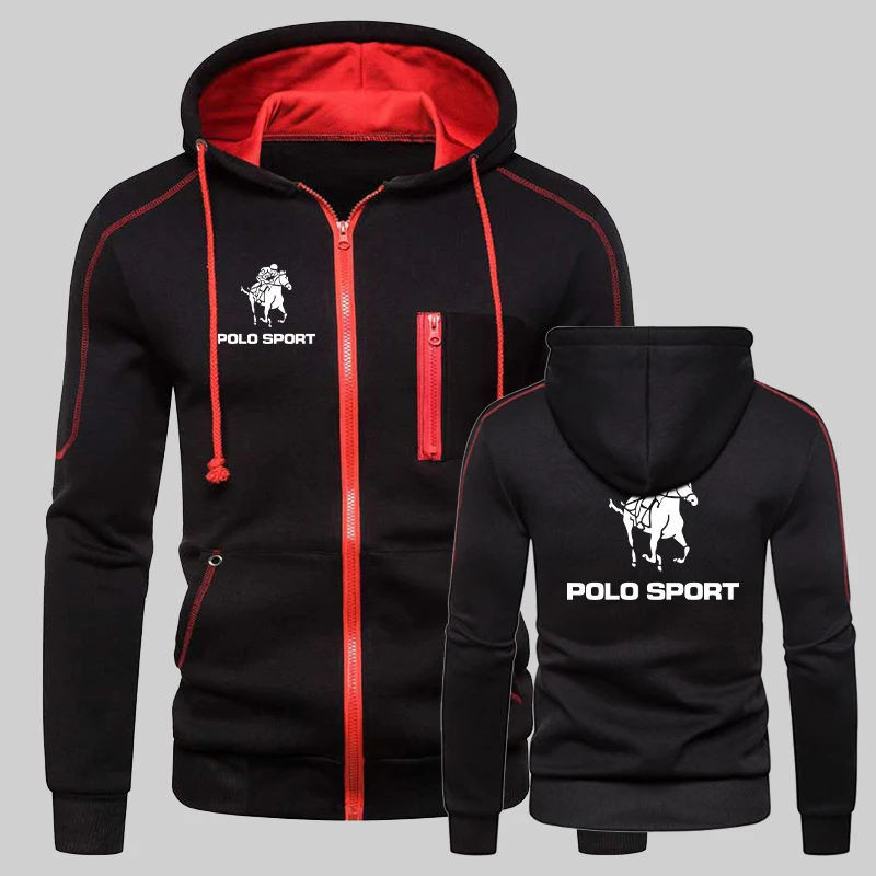

Men's Jacket Spring Fall Outerwear Sport Zipper Hoodies Casual Long Sleeve Sweatshirts Multi-zip Slim Hooded Jacket