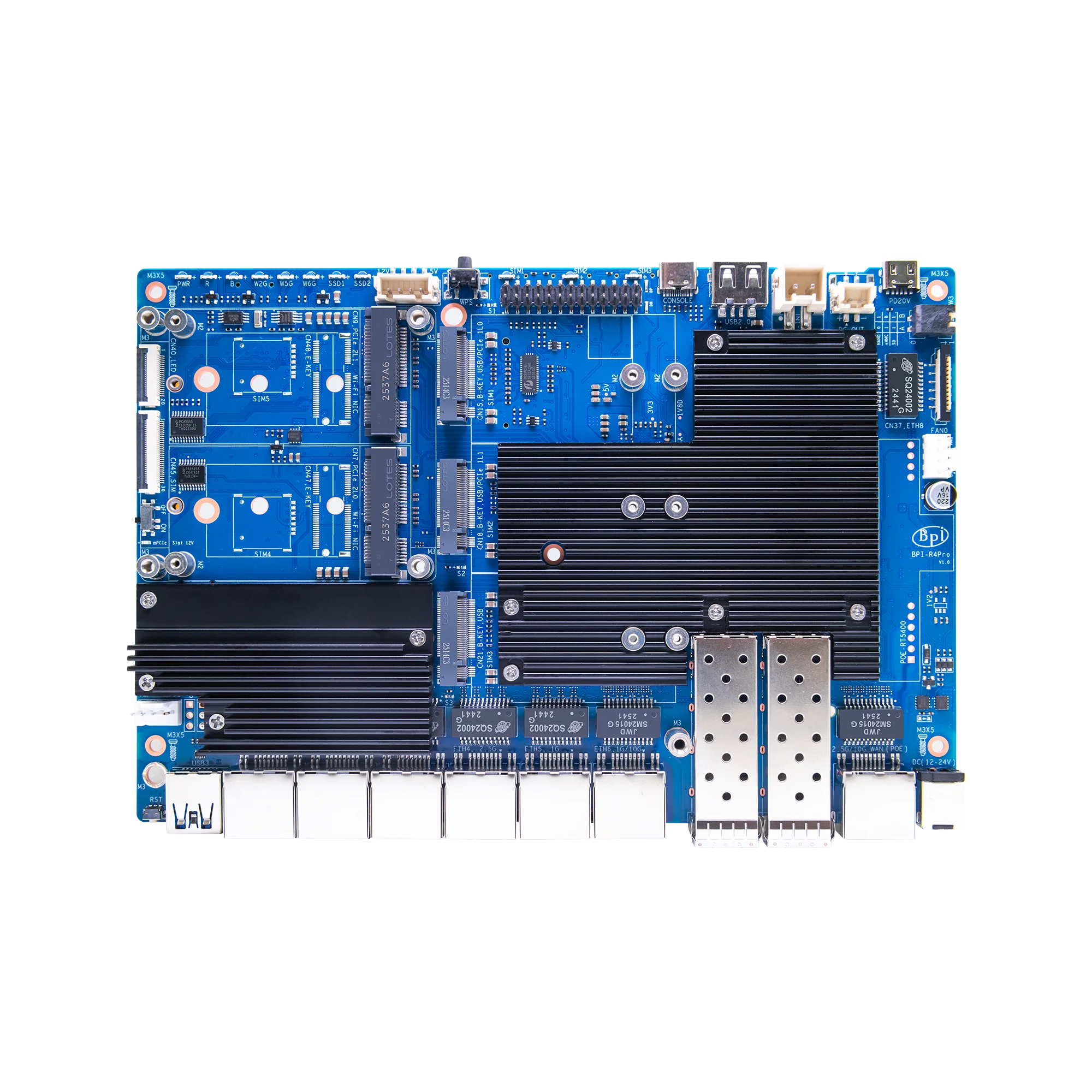 Фото Banana Pi MediaTek MT7988A BPI-R4 PRO(8X) 8 ГБ DDR4 8 ГБ eMMC для интернет-роутеров, сетевых и коммуникационных приложений №5