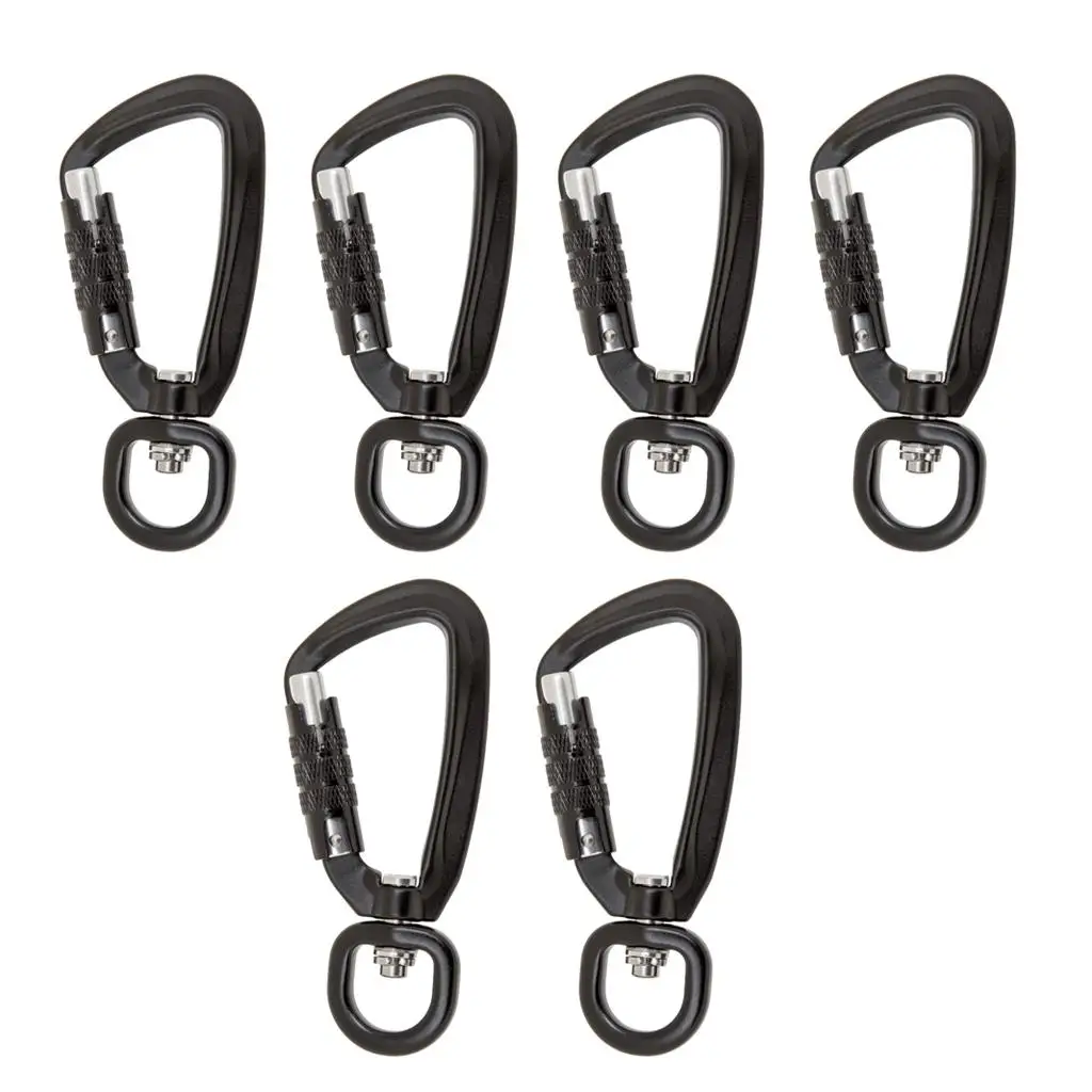 

6pcs Heavy Duty Swivel Rotating Self Carabiner Outdoor Camping Hiking Hanging Keychain Hammock Hook