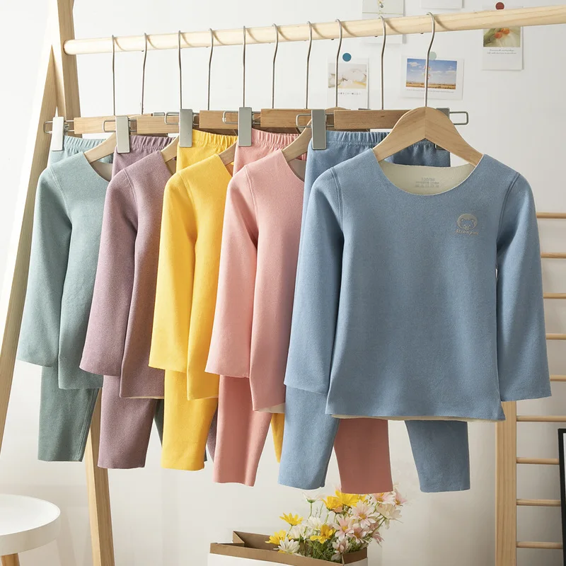 Toshiro Thermal Underwear Children Long Johns Set Seamless Underwear for Boys Girls Homewear Autumn Winter Soild Kids Clothes