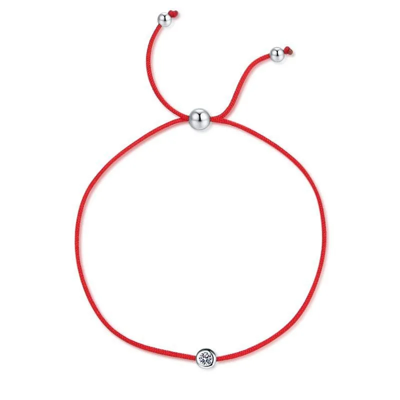 ss003 Lefei Fashion Adjustable Classic 0.3ct Moissanite Lucky Red Rope Smiple Bracelet Women s925 Sterling Silver Party Jewelry