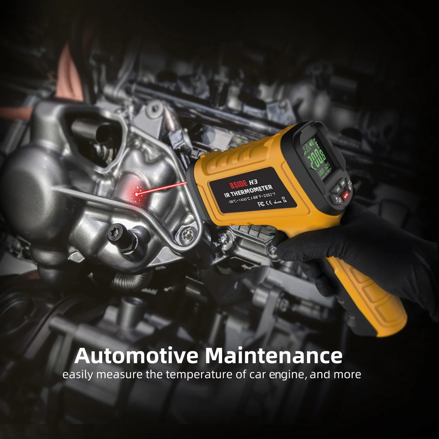 BSIDE Инфракрасный Термометр Ручной Цифровой Лазерный Промышленный Класс 50 ~ 1400 ° C