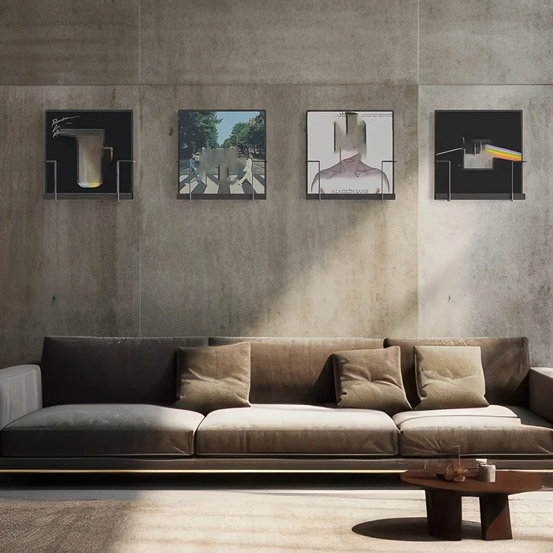 Vinyl Record Storage Display Holder Matte Black Shelf Wall Mount Stylish Records Organizer Stand