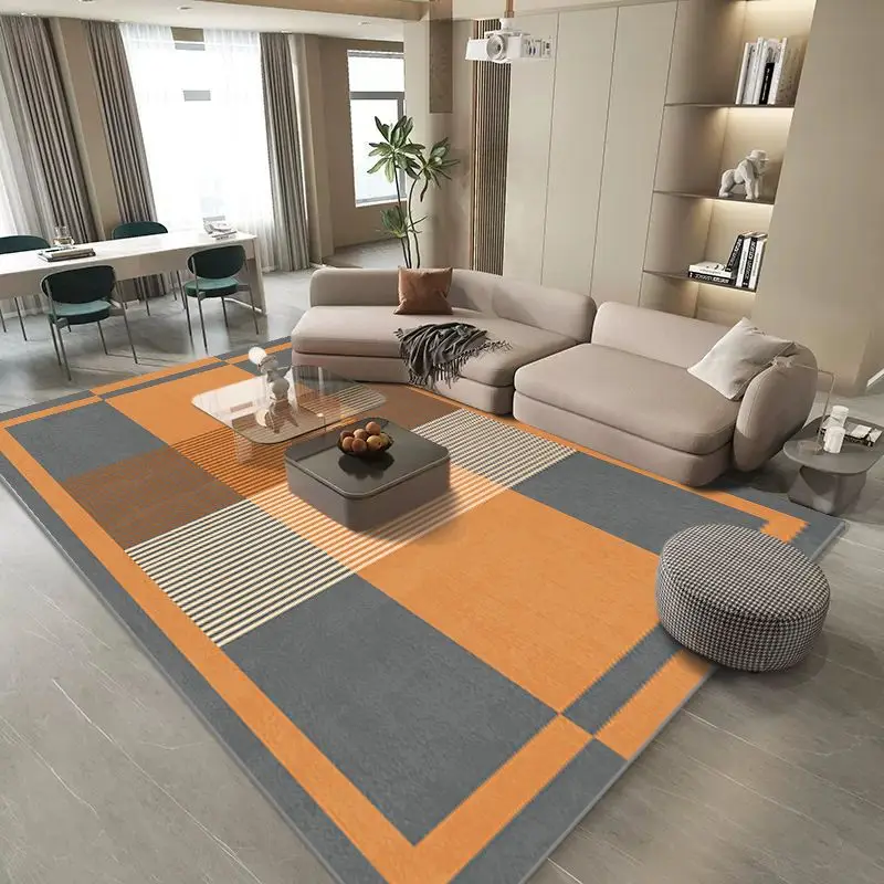 

Luxury Nordic Style Large Living Room Carpet Orange Lounge Rug Decoration Bedroom Carpets Geometry Hall Mats Non Slip Washable