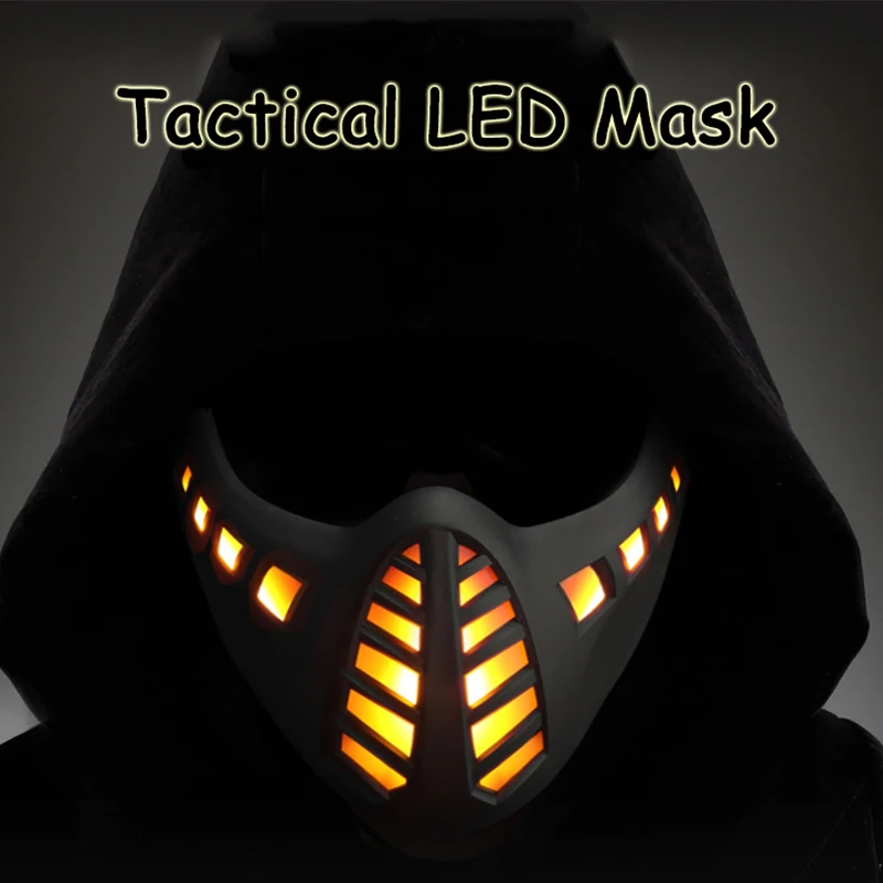 

Тактическая светодиодная маска для страйкбола, охоты, аксессуары для пейнтбола, стиль милитари, стрельба на половину лица, армия Cs для быстрого шлема