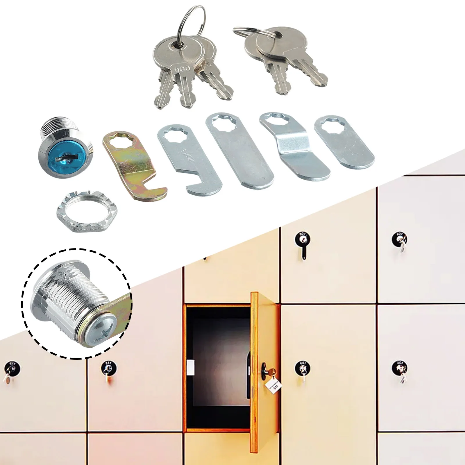 Замок для шкафов и ящиков 16/30 мм цинковый сплав 7 5*5 см