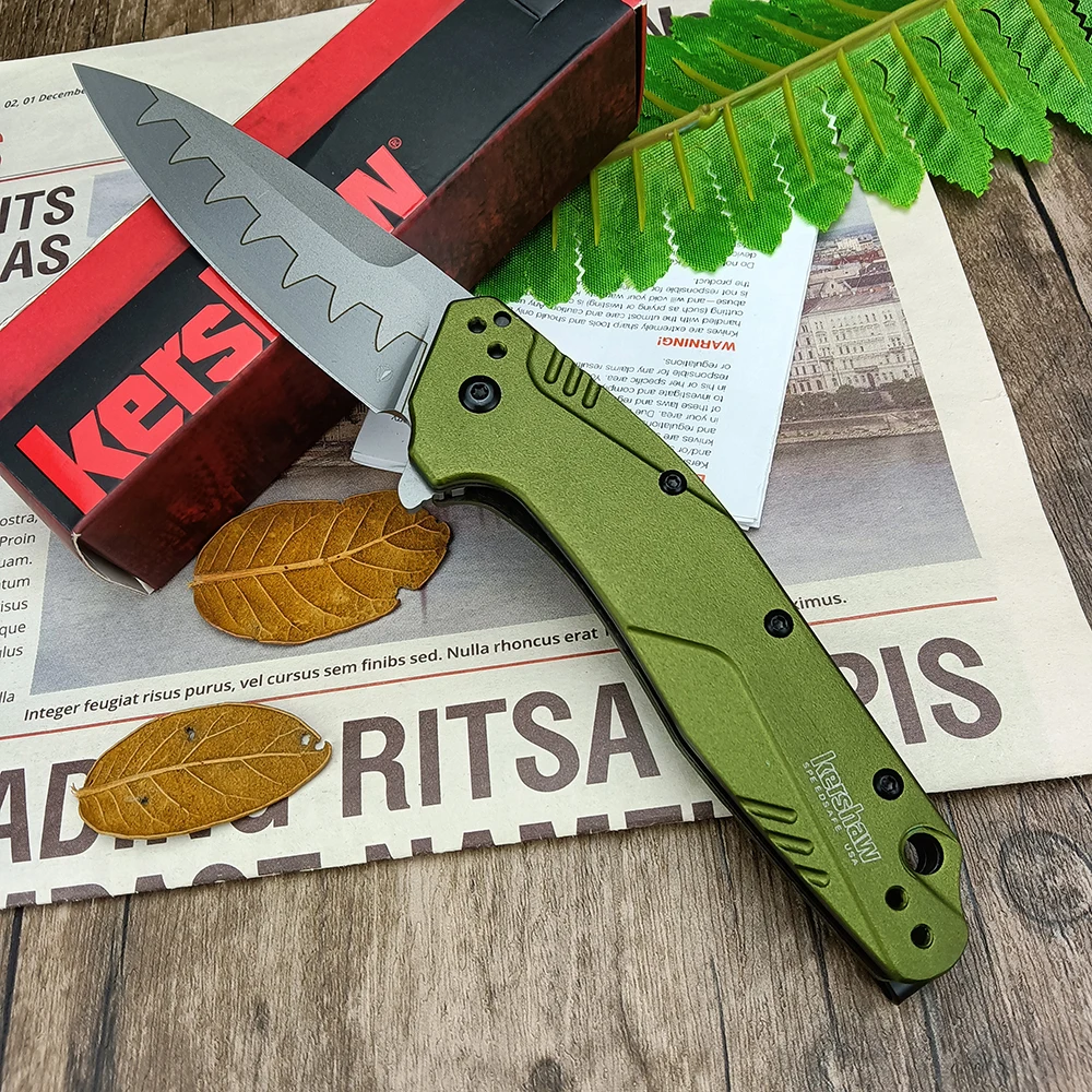 

Kershaw Dividend 1812 EDC Assisted Folding Knife Olive Aluminum Hunting Flipper Folder Self Defense Tactical Knives with Clip