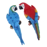 2pcs resin artificial parrot statue animal figurine birds for indoor outdoor garden lawn yard decorations housewarming gift