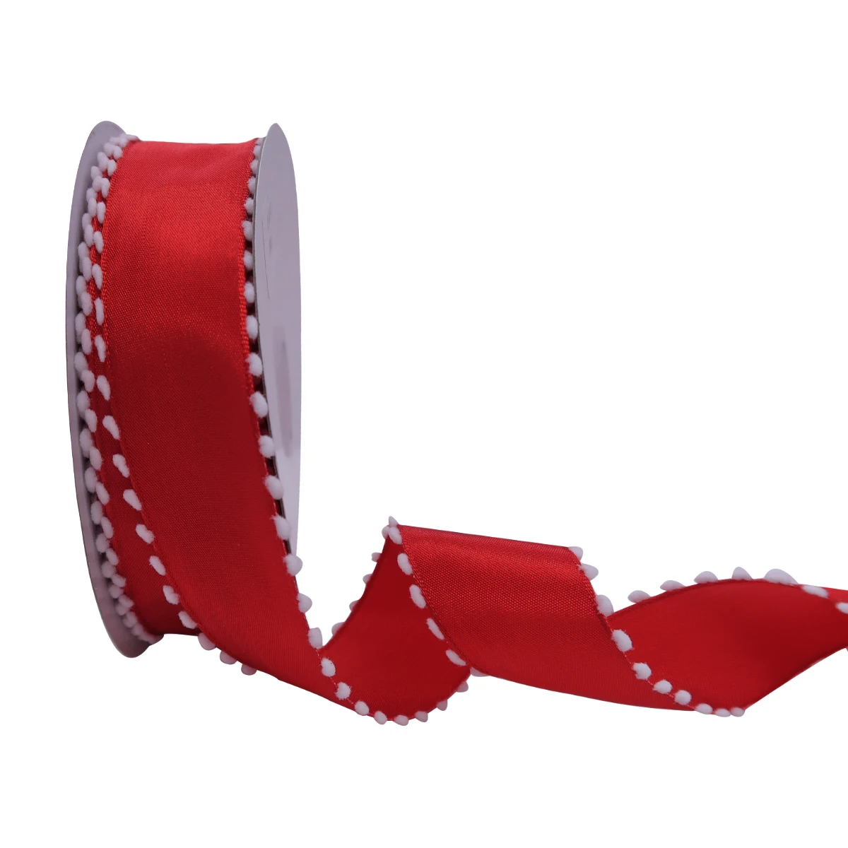 

5 10 25 Yards/Roll 38mm Red Satin Wired Edge Ribbon with White Floss Dots for Wedding Decor Gift Wrapping Bows for Crafts 1082