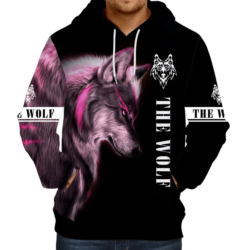 

2023 is AliExpress hot style domineering wolf series hooded sweater 3d digital printing men's sweater hooded