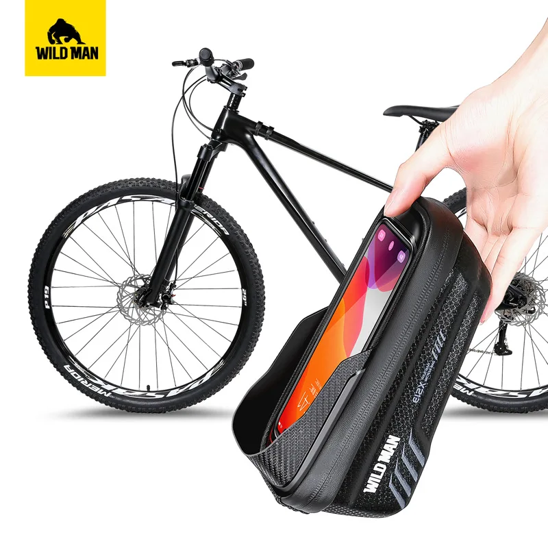 

Велосипедная сумка WILD MAN, Жесткий Чехол из ЭВА, с передним фонарем, седло для сенсорного экрана горного велосипеда, аксессуары для велоспорт...
