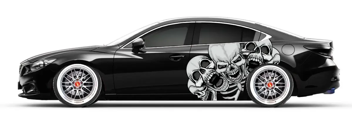

Автомобильный череп, крутая автомобильная наклейка, боковая автомобильная наклейка, универсальный размер, большой автомобиль, графическая ретро-наклейка для автомобиля, декоративная наклейка