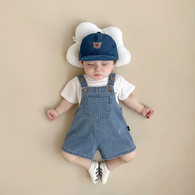 

0-3 Years Old Summer Baby Clothing Set Korea Toddler Girls Clothes Suit Infant Tee and Denim Overall Boys Casual Outfit Sets