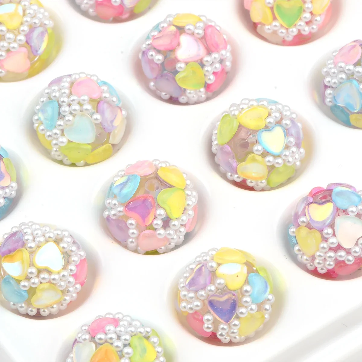 4 шт. креативное сердце с маленькими цветочными шариками из АБС-пластика круглые