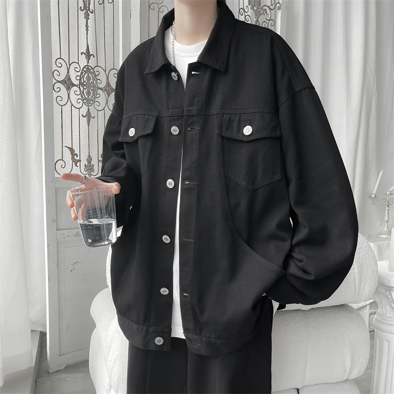 

Plus Size 5XL-M Spring New Single Breasted Long Sleeve Jackets For Men Clothing 2023 Turn Down Collar Loose Casual Coats Man Hot