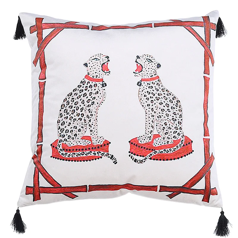 

45x45cm Tiger Leopard Print Polyester Pillow Sofa Cushion Office Pillow Bedside Back Car Lumbar Pillow Pillowcase Home Decor