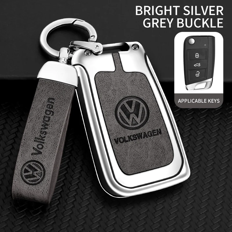 Автомобильный чехол для ключей из цинкового сплава из ТПУ, сумка для ключей, автомобильный брелок для ключей, металлический корпус для ключей для Volkswagen VW Tiguan MK2 Golf 7 MK7 T-Cross T-ROC Polo Touran