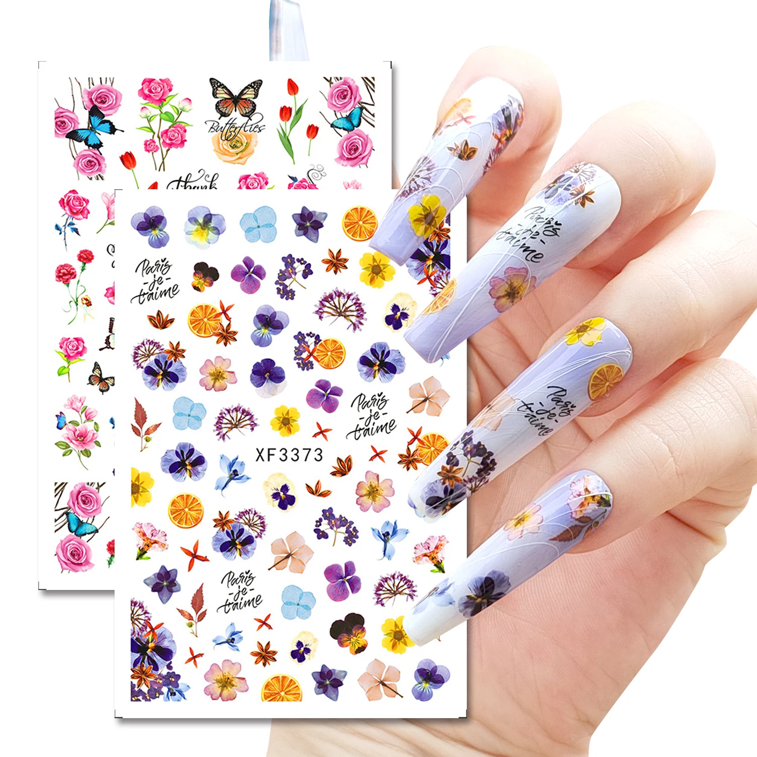 

1PCS Flowers Nail Stickers Cherry Nail Art Accessories DlY Adhesive self Adhesive Kawaii Little White Rabbit Series Nail Decals