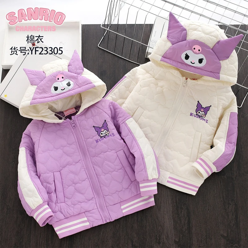 

Sanriod аниме Kuromi Melody Cinnamoroll, Детская Хлопковая одежда, зимние пальто для девочек-подростков, теплые куртки для детей, топы, рождественский подарок
