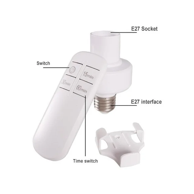 RnnTuu E27 Lamp Bases Wireless Remote Control lamp Holder With Remote Timer Switch Socket 220V/110V Smart Device For LED Bulb 2