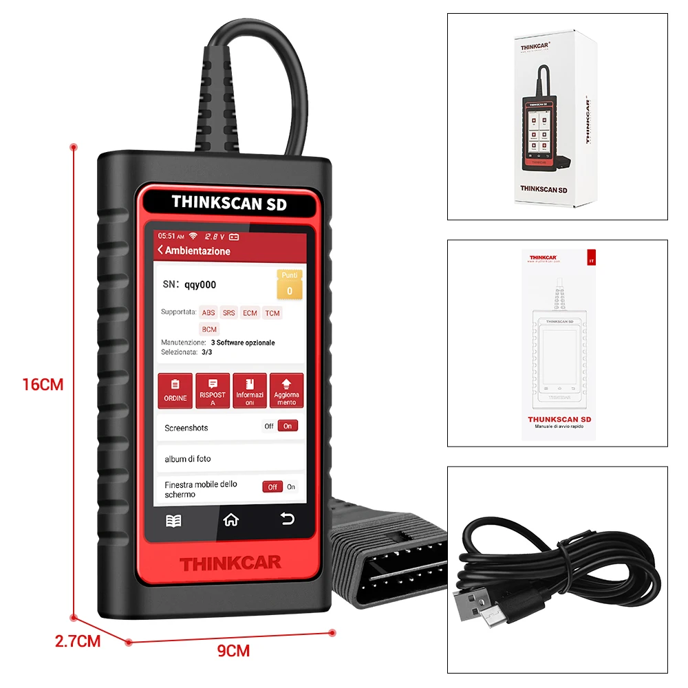 Сканер ThinkCar ThinkScan SD6 ABS SRS ECM TCM BCM IC OBD2 с A/F 28 инструмент для сброса бессрочный