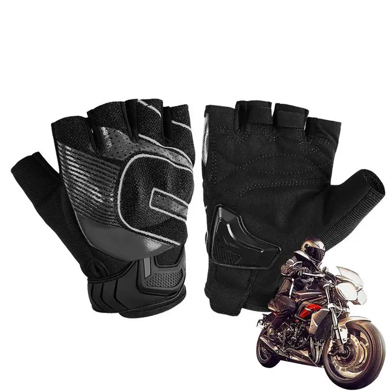 

Motorcycle Gloves Non-Slip Breathable Fingerless Gloves Riding Gloves With Gel Palm Hard Knuckle Protection Motorbike Gloves