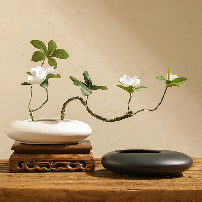 

Pebble Ceramic Vase Chinese Creative Succulent Flower Pot Home Tea Ceremony Desktop Decoration Small Ornaments Potted Plants