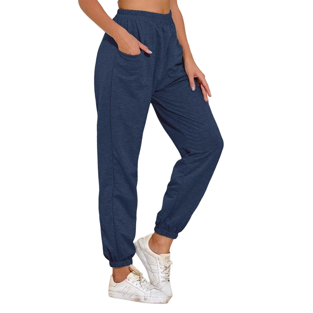 

Women Sport Pants Cotton Pockets Trousers Sports Loose Females Pant Solid Color Sportwear Clothing Sweatpants 3XL