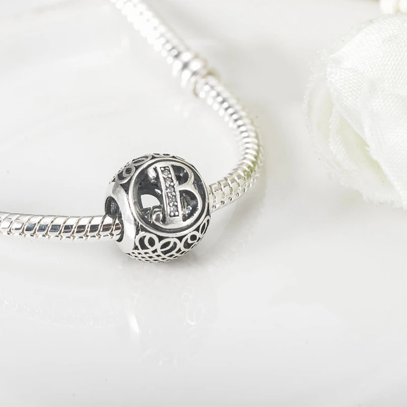 YANHUI Аутентичные тибетские серебряные S925 винтажные буквы алфавита A-T бусины