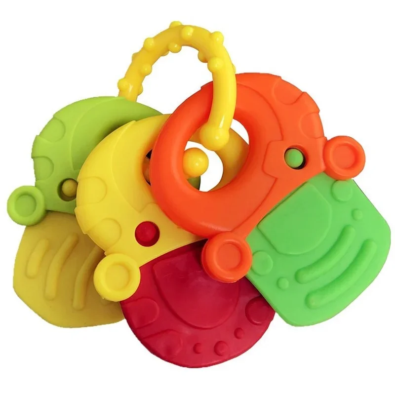 

Soft Rubber Rattle Teether Toy Baby Fruit Style Newborn Chews Food Grade Silicone Teethers Infant Training Bed Toy Chew Toys Kid
