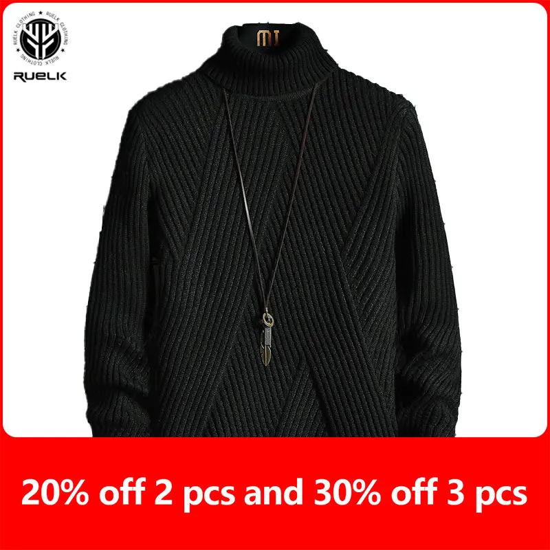 

RUELK 2020 Winter Men's Turtleneck Sweater Version Of The Trend of Personality Sweater White Thick Knit Warm Sweater Male