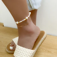 boho summer pearl beads anklet bracelet for women 2022 trendy foot chains jewelry fashion ankle bracelets on the leg accessories