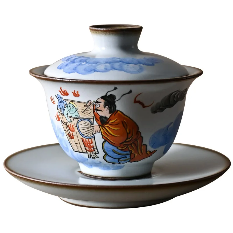 Цзиндэчжэнь нарисованная вручную белая Ru-Фарфоровая глазурь сужаная окрашенная