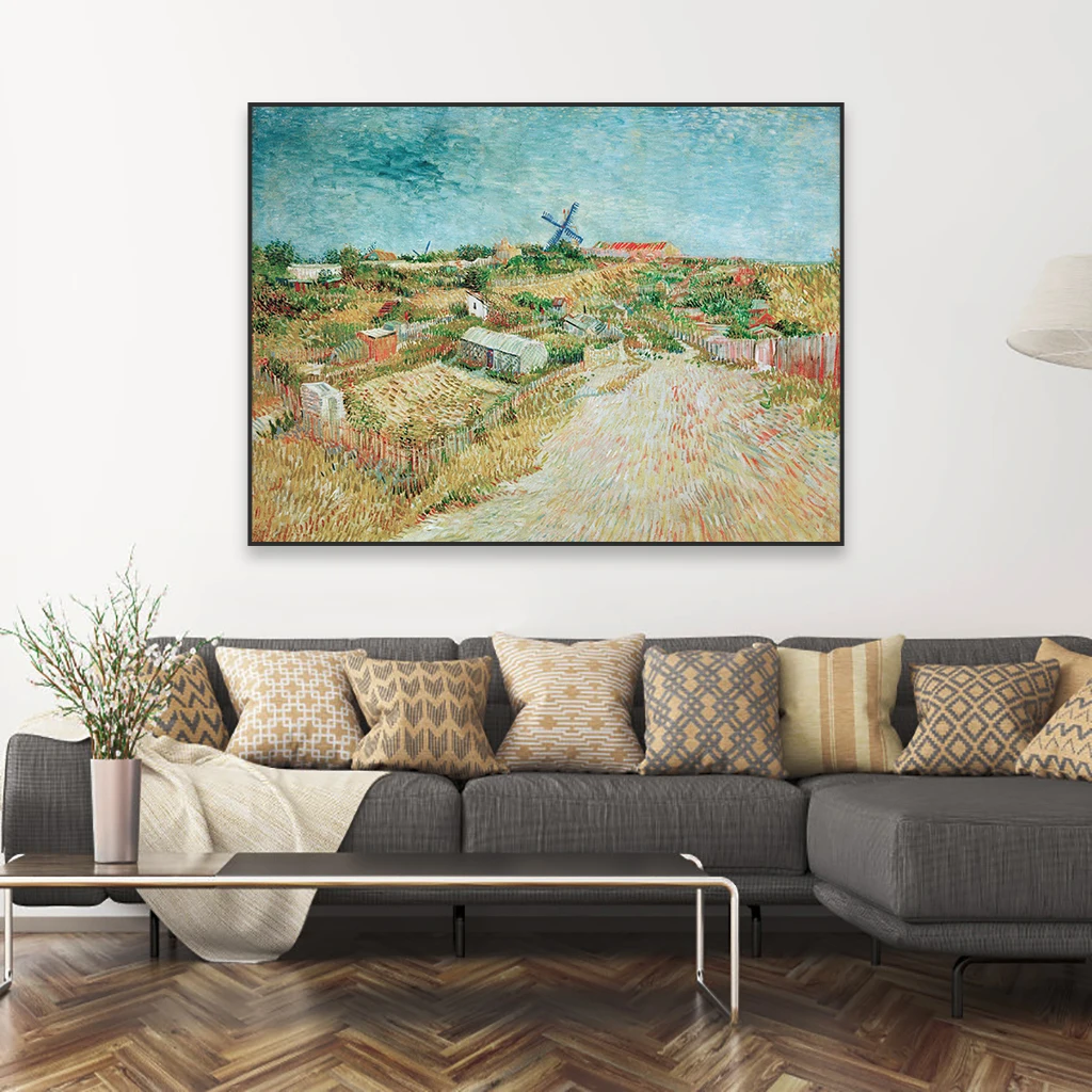 Зеленое пшеничное поле с кипарисом настенный художественный постер картина