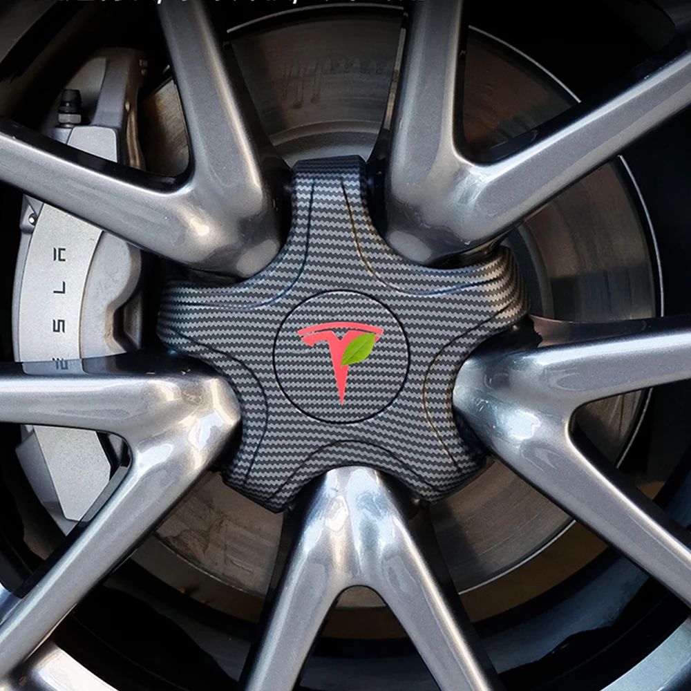 

4PCS Five Claw Wheel Center Caps Hub Cover for Tesla Model 3 Lug Nut Hubcaps Car Decoration Modification ABS 2017-2021 With Logo