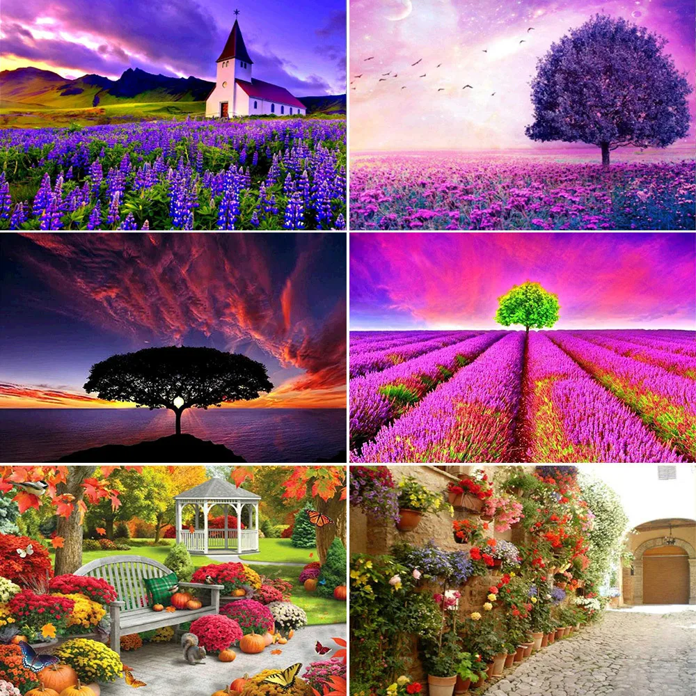 

Meian 11/14ct Embroidery Painting Beautiful Landscape Flowers Cross Stitch Kits Handiwork Needlework For Adults Counted Sales