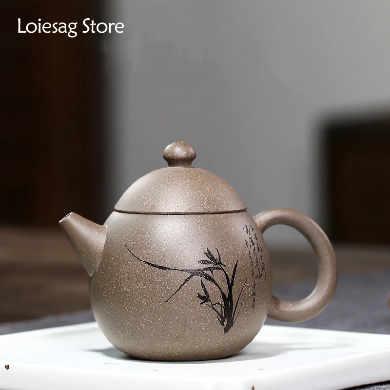 

Loiesag 150 мл Yixing фиолетовый песок длинный дан чайник ручной работы НЕОБРАБОТАННАЯ руда фиолетовая грязь чайный набор кунг-фу чайный набор чайн...