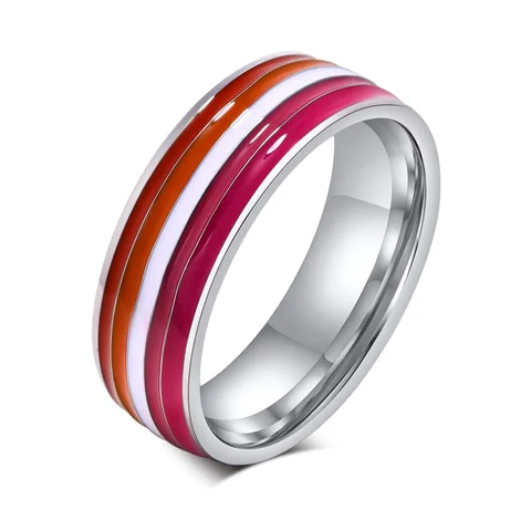 Кольцо из нержавеющей стали для женщин и пар, полосатый флаг, обручальные кольца
