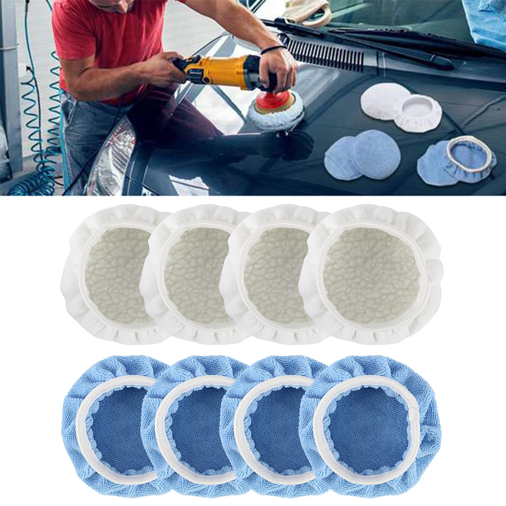 

Polishing Bonnet Buffer Pad 5-6In 9-10In Microfiber Bonnet Car Polisher Pad Cover Cotton Wool Microfiber Can Shrink Waxing Pad
