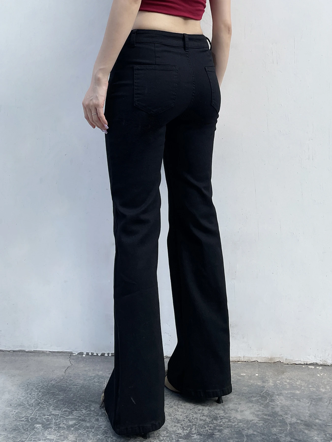 Женские узкие джинсы Weekeep черные эластичные в Корейском стиле с низкой посадкой и