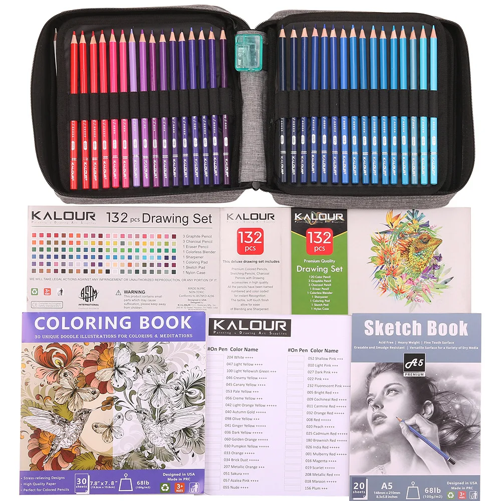 S Zipper-case Set Soft Core Colored Leads For Drawing Sketching Shading,art Supplies For Beginners Kids