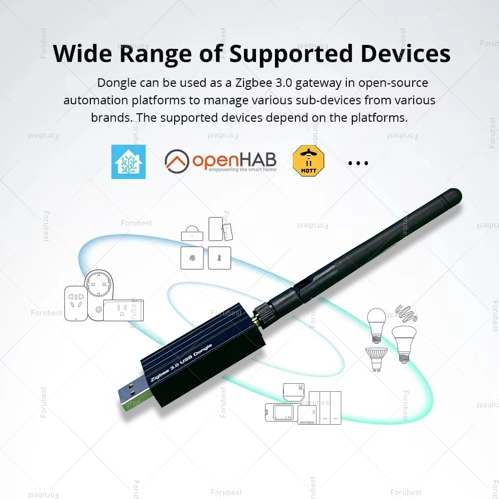 Фото USB-ключ Zigbee 3.0 с антенной, универсальный концентратор беспроводного шлюза Zigbee, поддержка домашнего помощника Zigbee2MQTT, Raspbian, OpenHAB №3