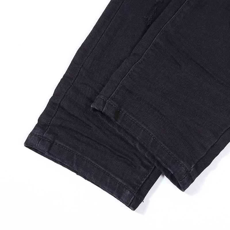 2023 High Quality Men's Jeans Fashion Skinny Ripped Hole Stretch Slim Fit Denim Trousers High Street Casual Washable Cotton Pant