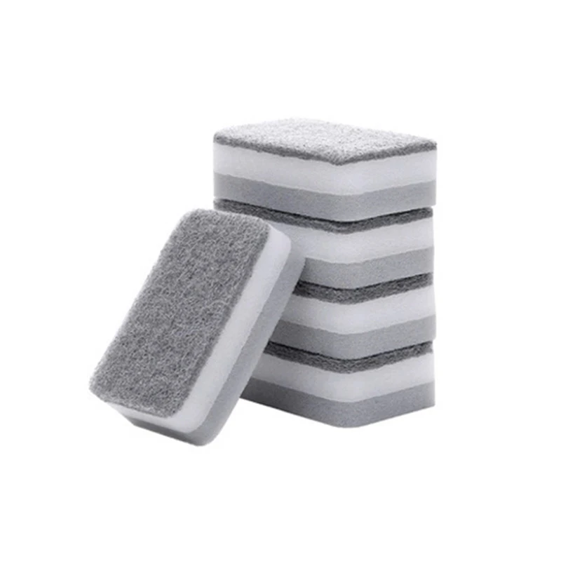 

5/10Pcs Double-sided Dishwashing Sponge Kitchen Dishes Cleaning Removing Brush Sponges Scouring Pad Rub Pot Rust Focal Stains