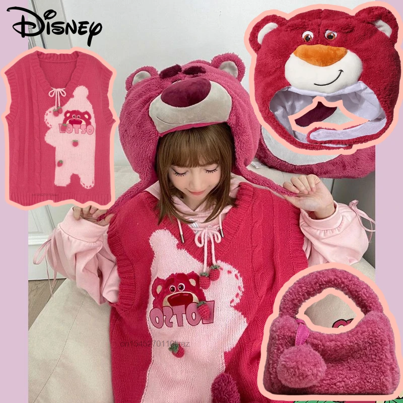 

Disney Toy Strory Lotso Vest Top Sweater Co-branded Warm Y2K Knitted Sister Style Age-reducing Vitality Girl Contrast Waistcoat