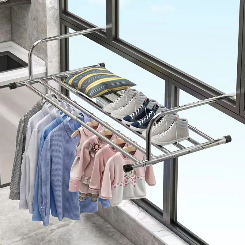 

Coat Multifunctional Rack Organizadores Hanger Telescopic Towel Stainless Steel Rack Balcony Shoe Folding Drying Drying Outdoor