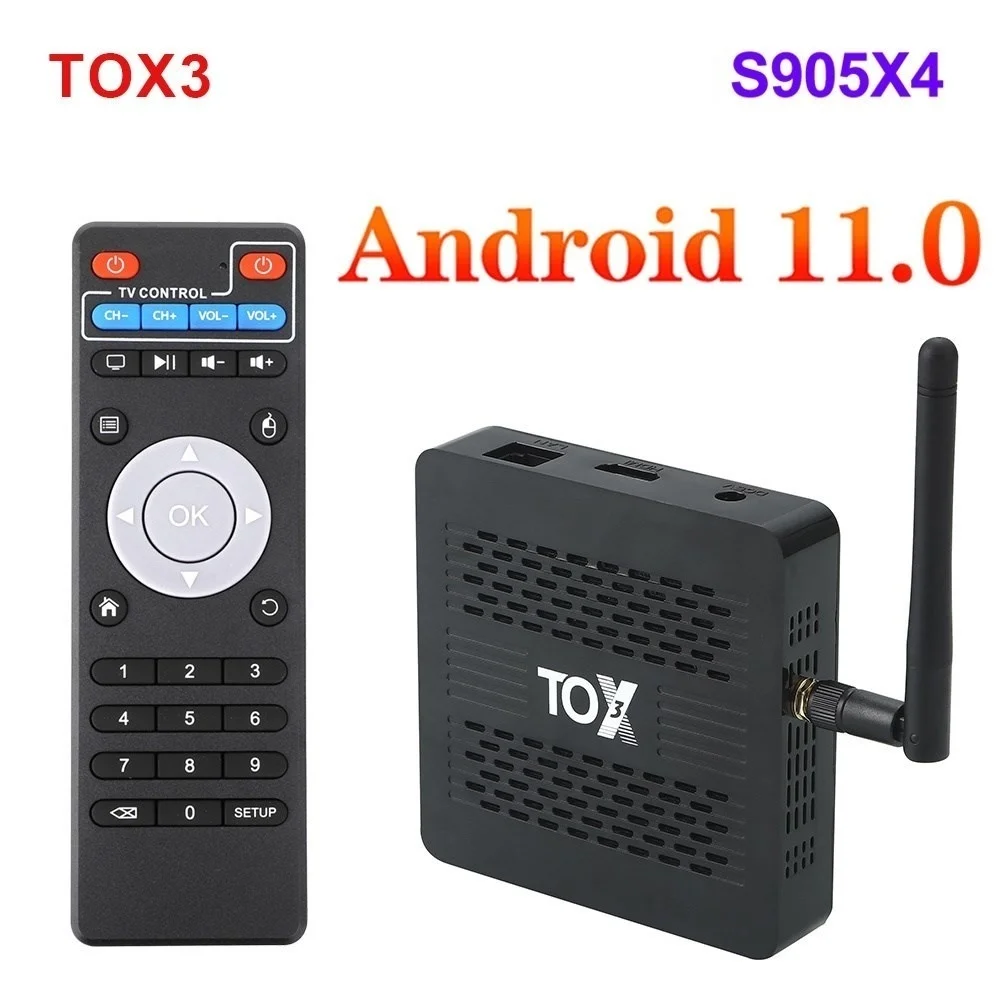 

New TOX3 S905X4 Android 11.0 TV Box 4GB 32GB Set top Box 2.4G 5G WiFi BT4.1 1000M 4K TVBOX VS X96 Max X4 PRO Hot Sale
